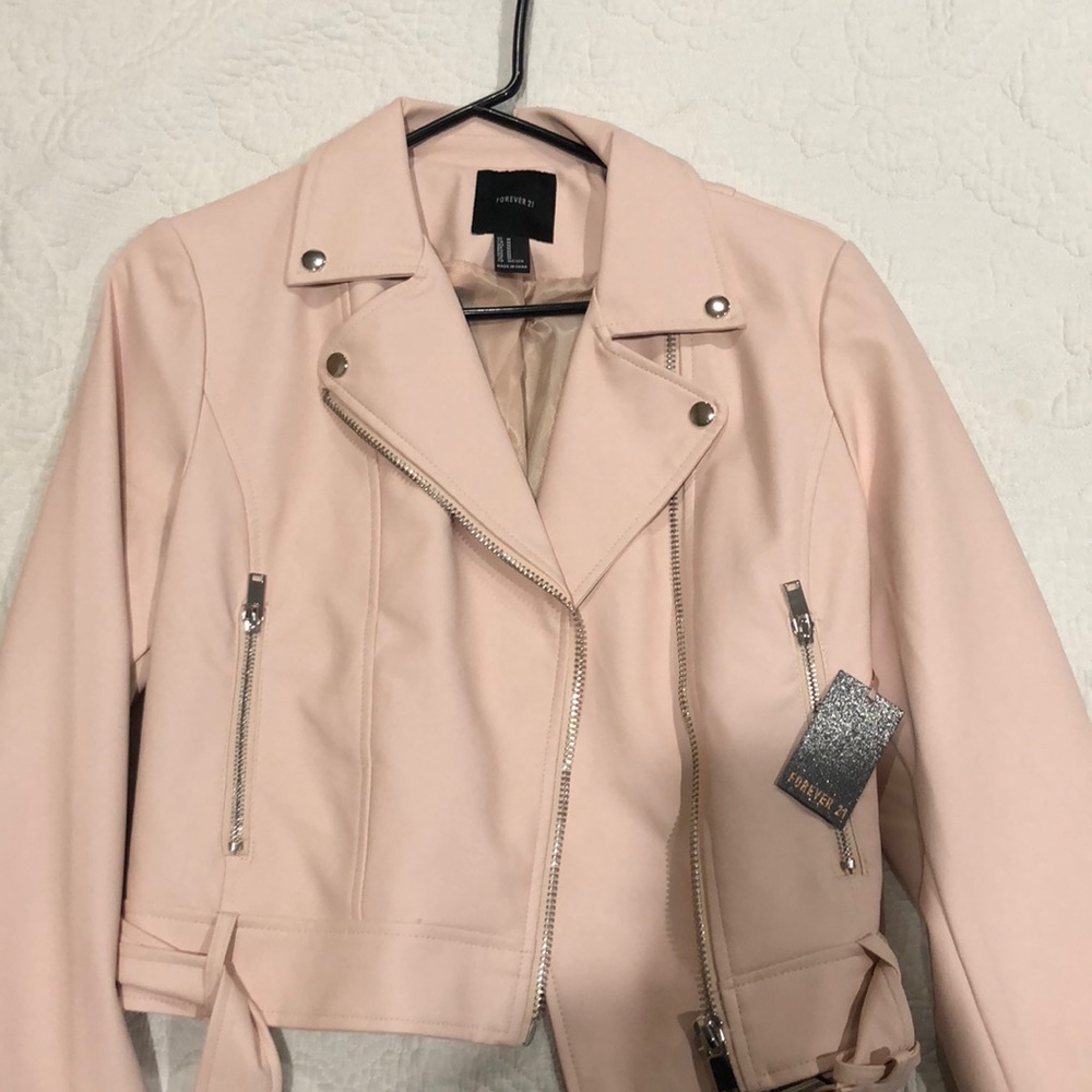 Brand new forever 21 light pink leather jacket